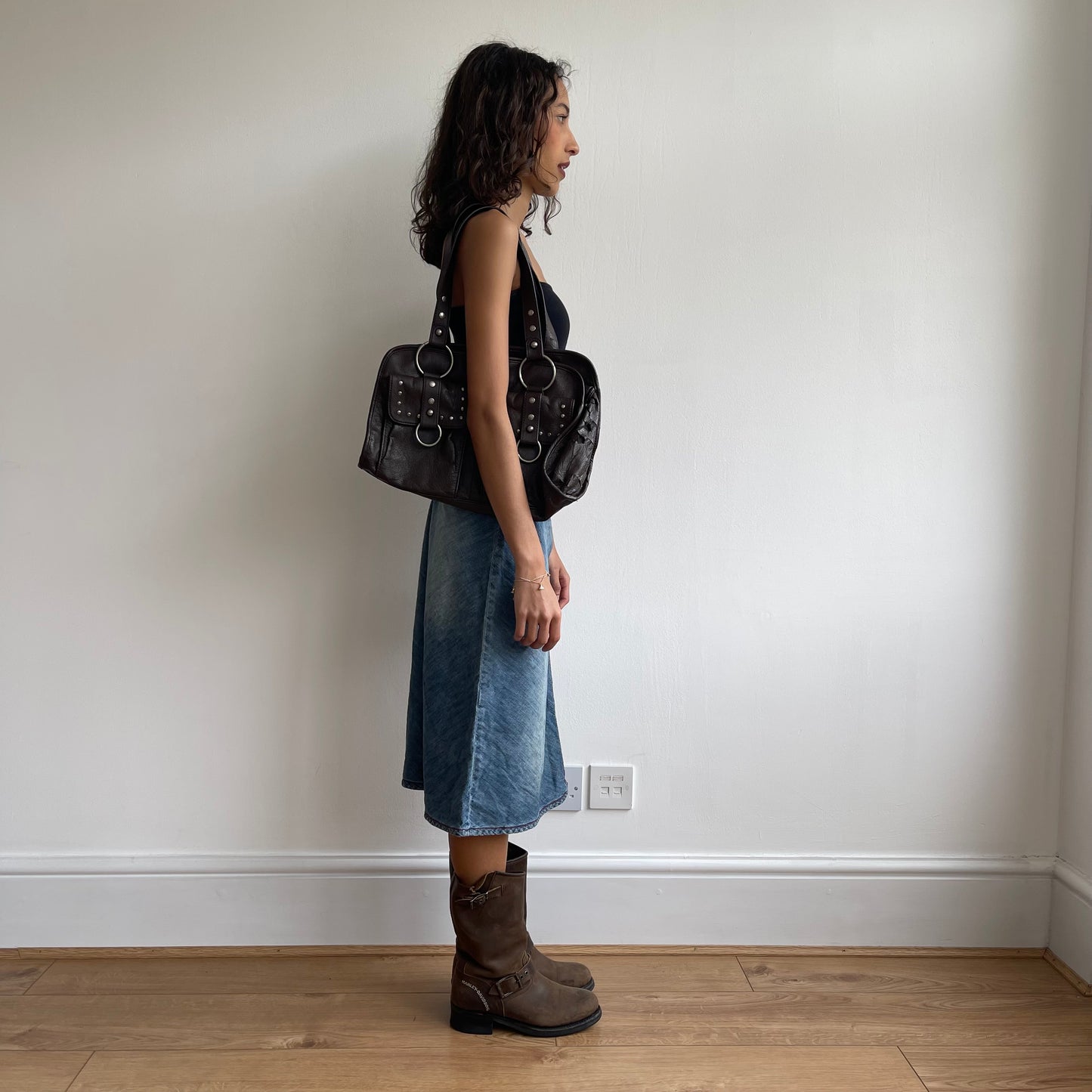 Brown morgan studded bag - OS