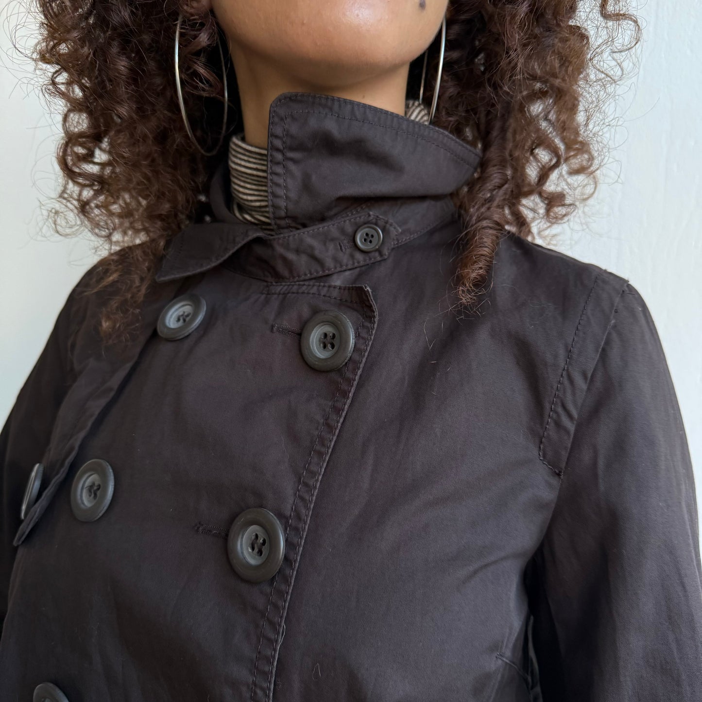 Brown peacoat moto tench - Size S