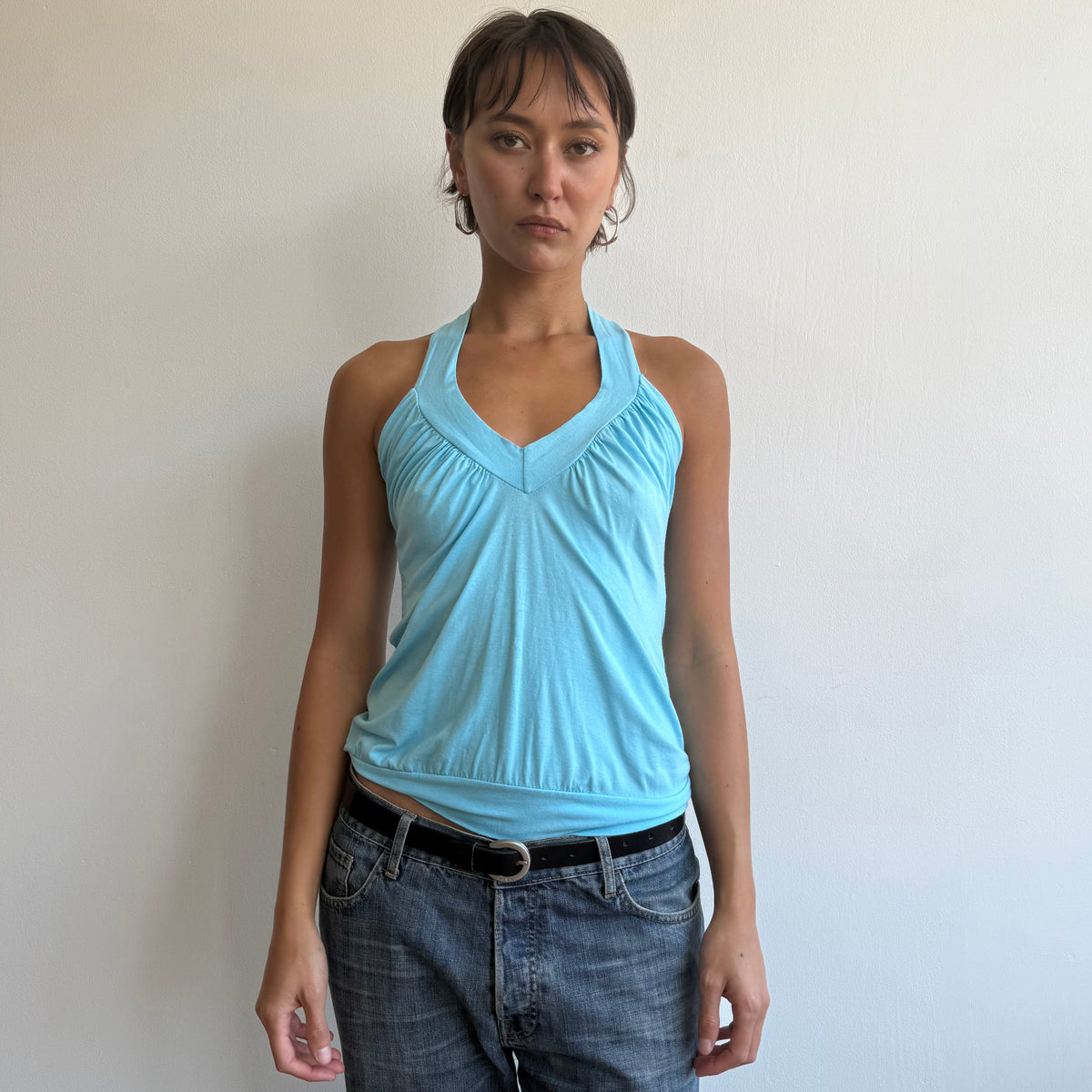 Blue v-neck tank top - Size S