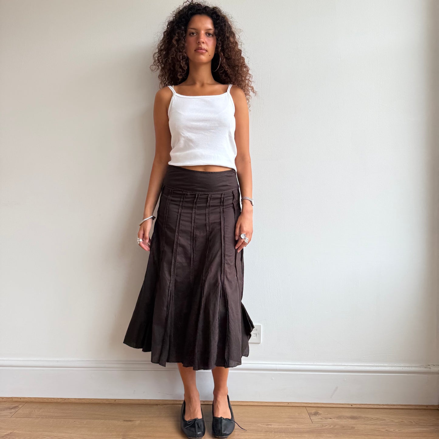 Brown boho midi skirt - Size XS