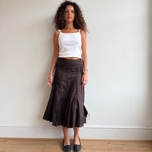 Brown boho midi skirt - Size XS