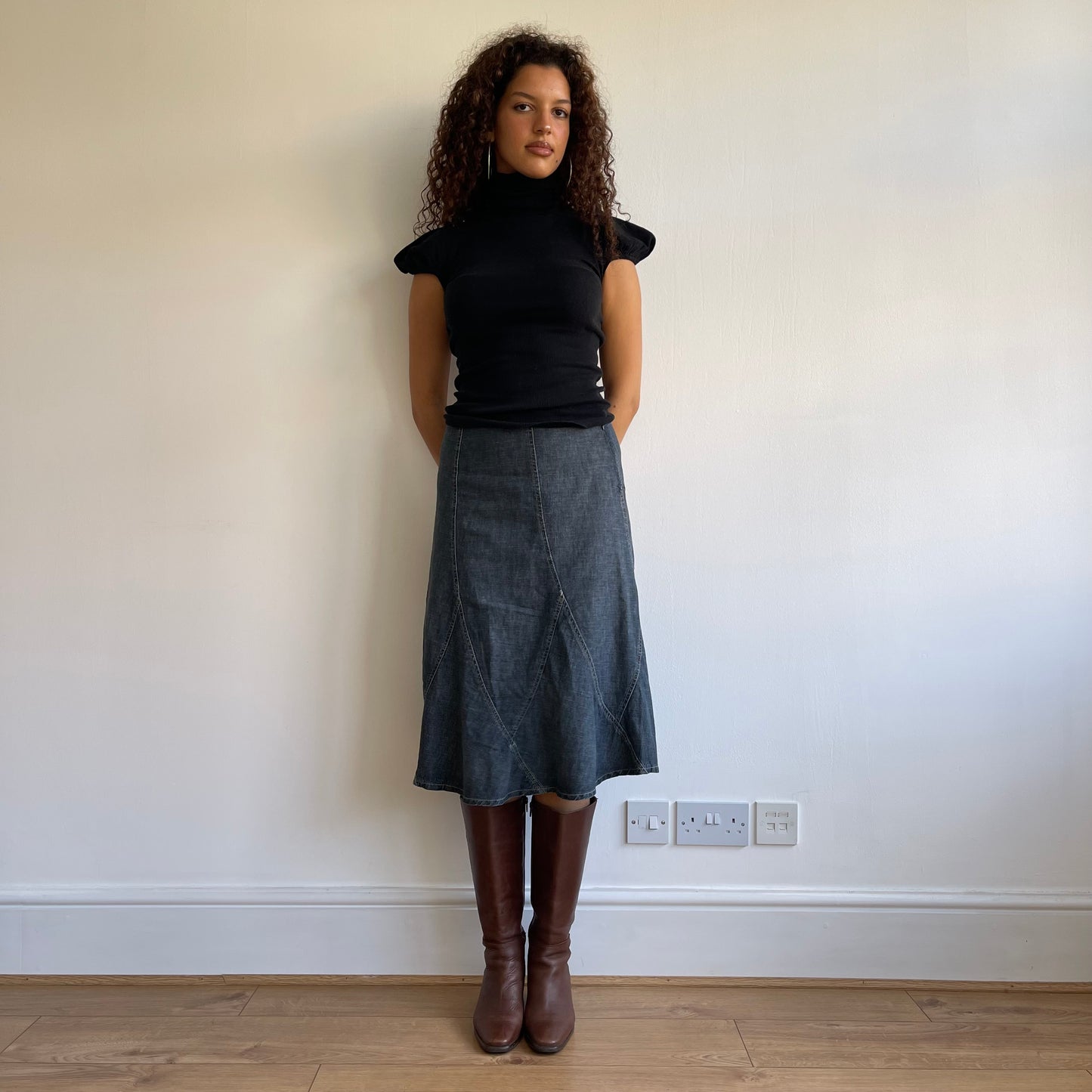 Black puff sleeve roll neck - Size S
