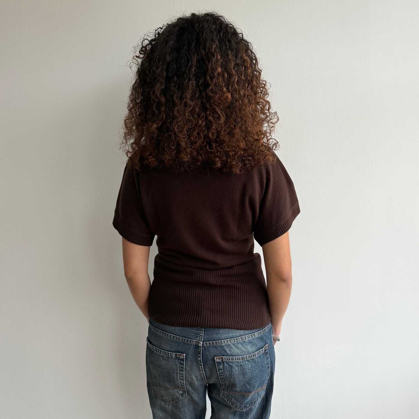 Brown roll neck slouchy knit - Size S/M