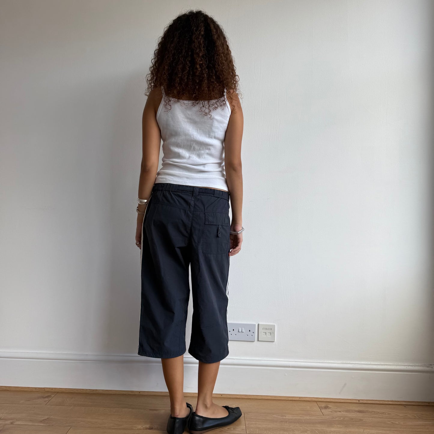 Navy Adidas belt capris - Size M + L