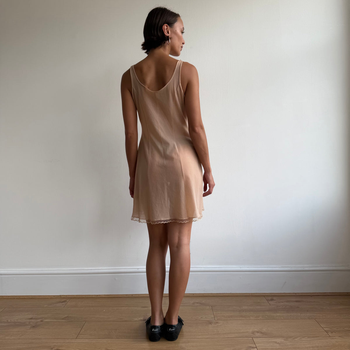 Apricot lace insert slip dress - Size S