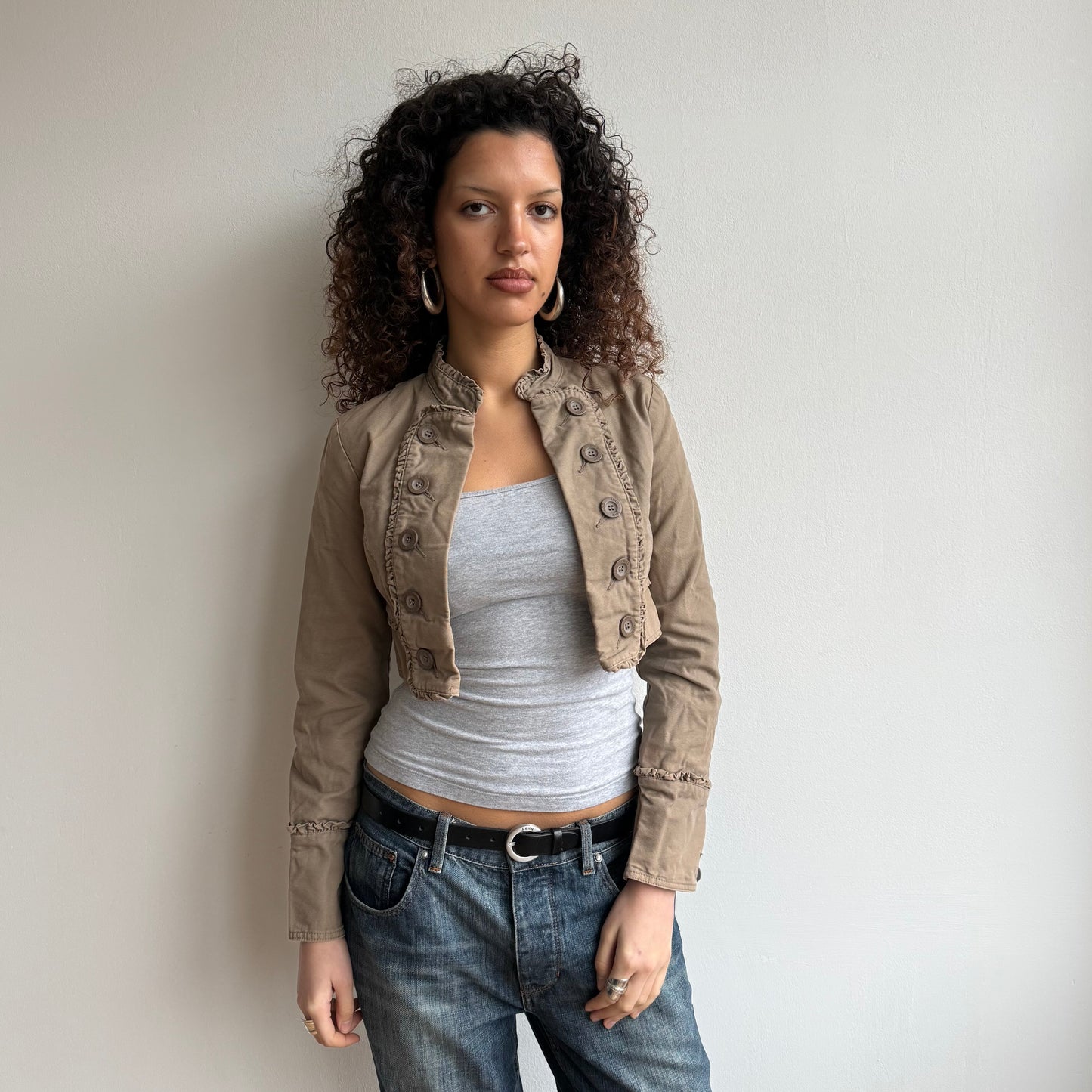 Beige cropped military jacket - Size S