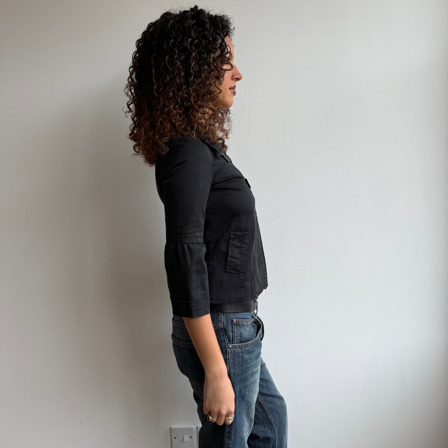 Black 3/4 sleeve peacoat - Size XS