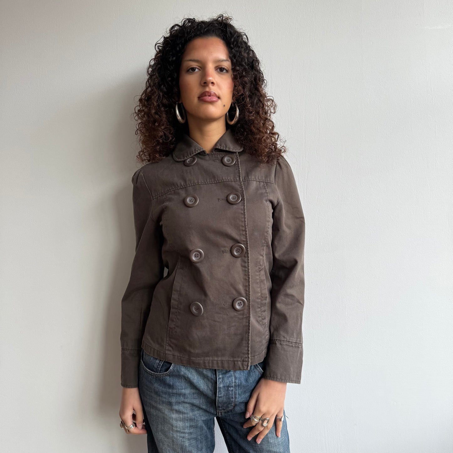 Brown double breasted peacoat - Size M