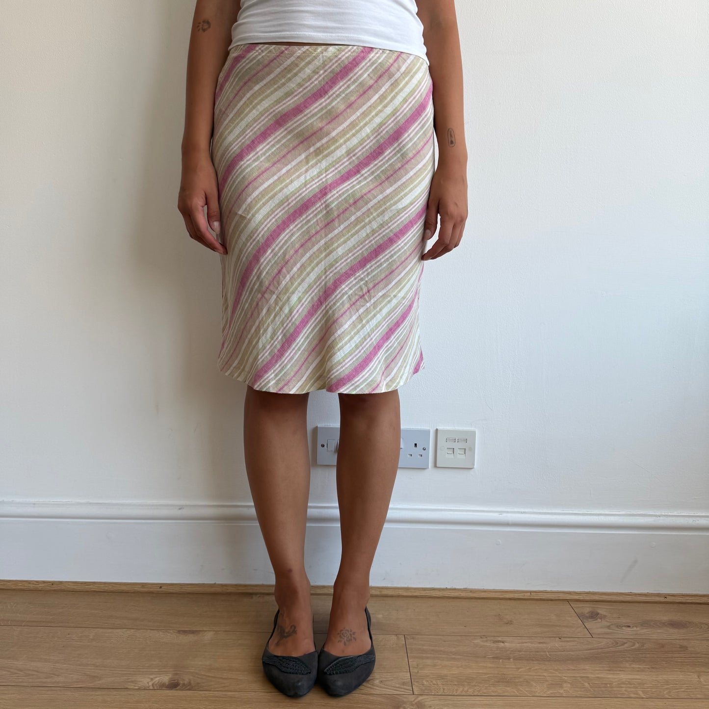 Pink striped midi skirt - Size S