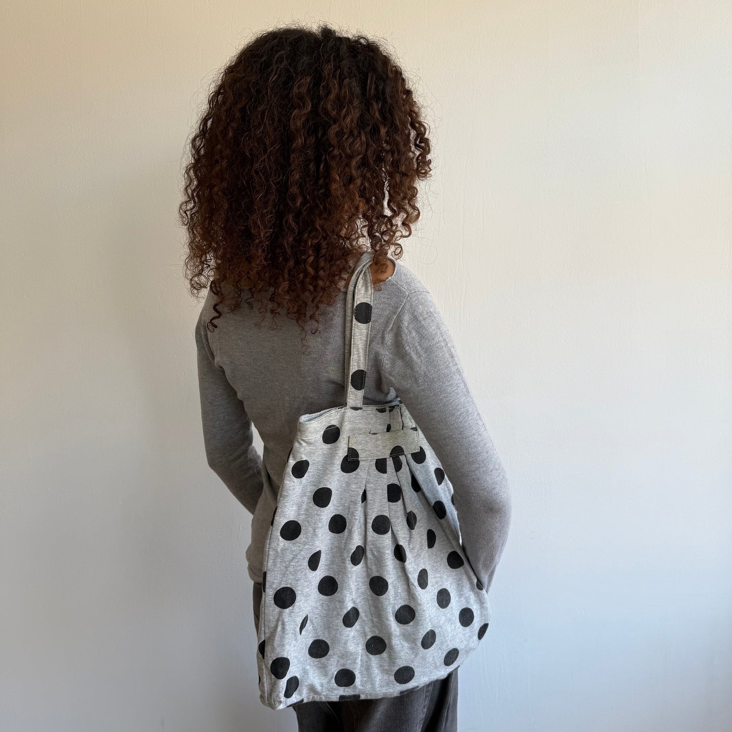 Grey polka dot tote bag