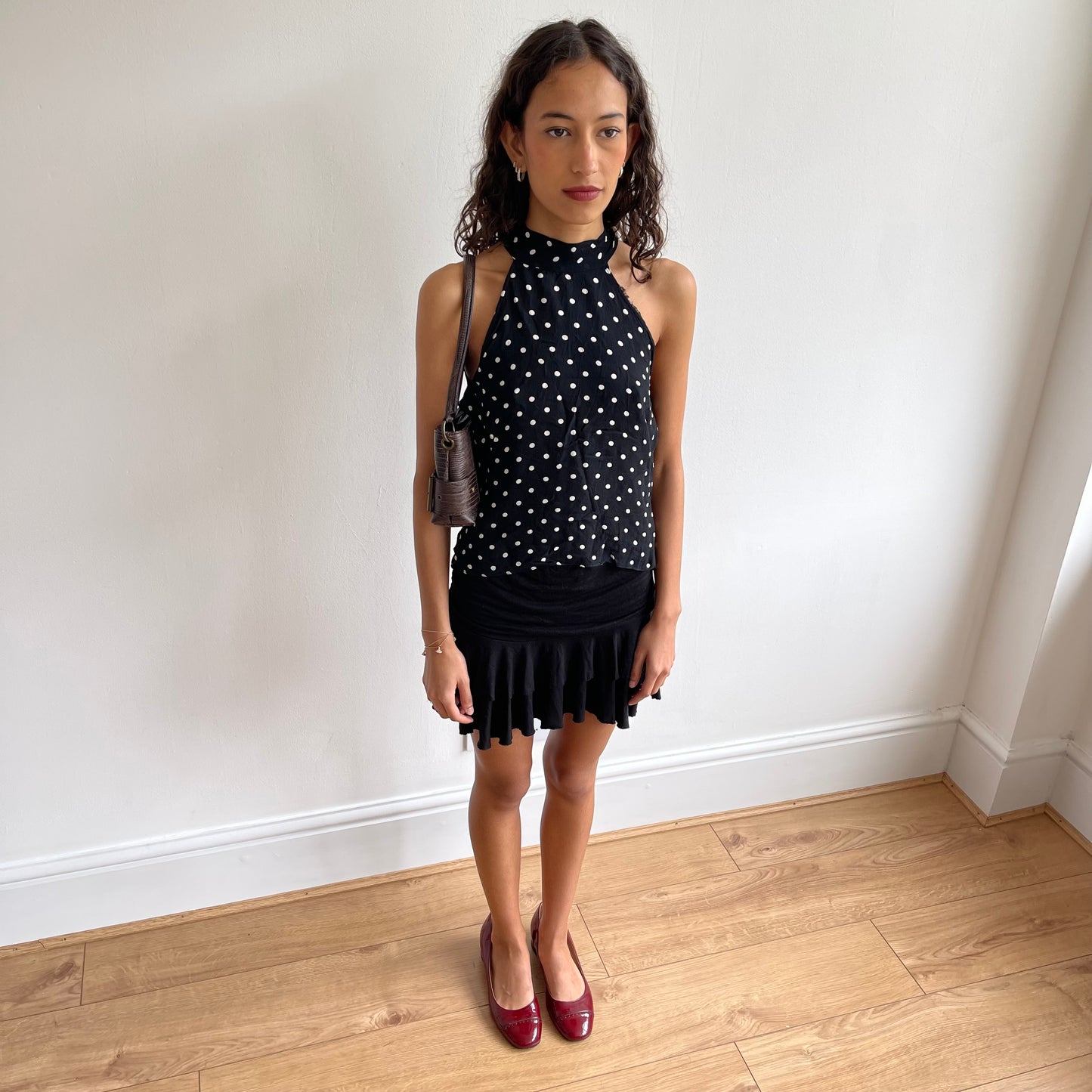 Polka dot chiffon halter top - Size S