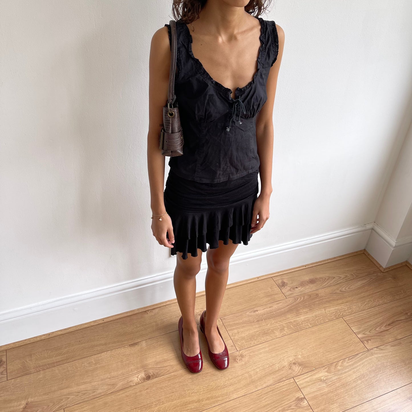 Black milkmaid top - Size S