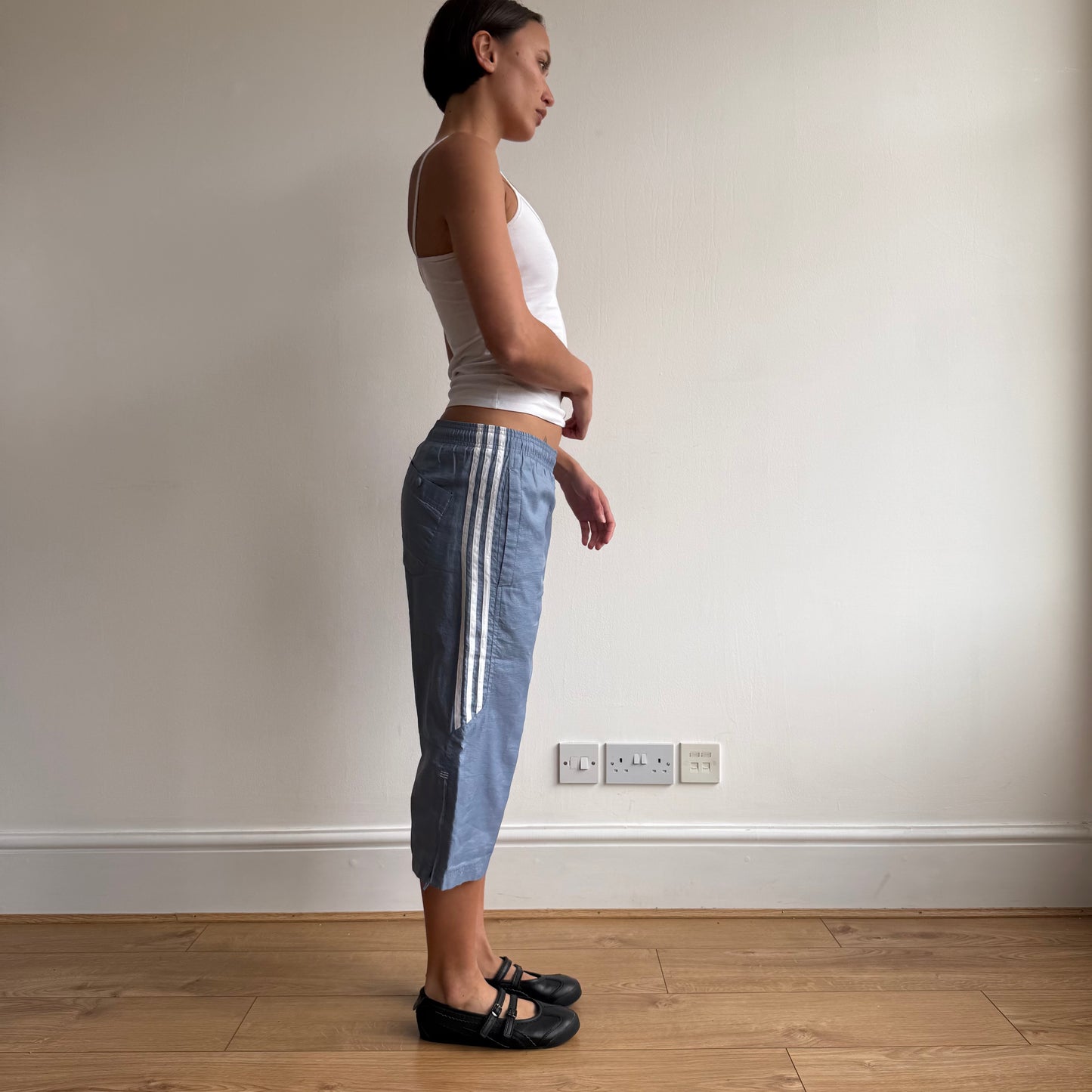 Blue Adidas grid cargo capris - Size S