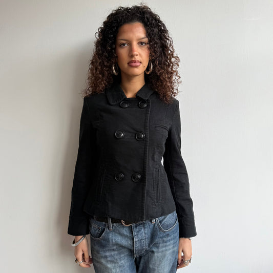 Black large button peacoat - Size S