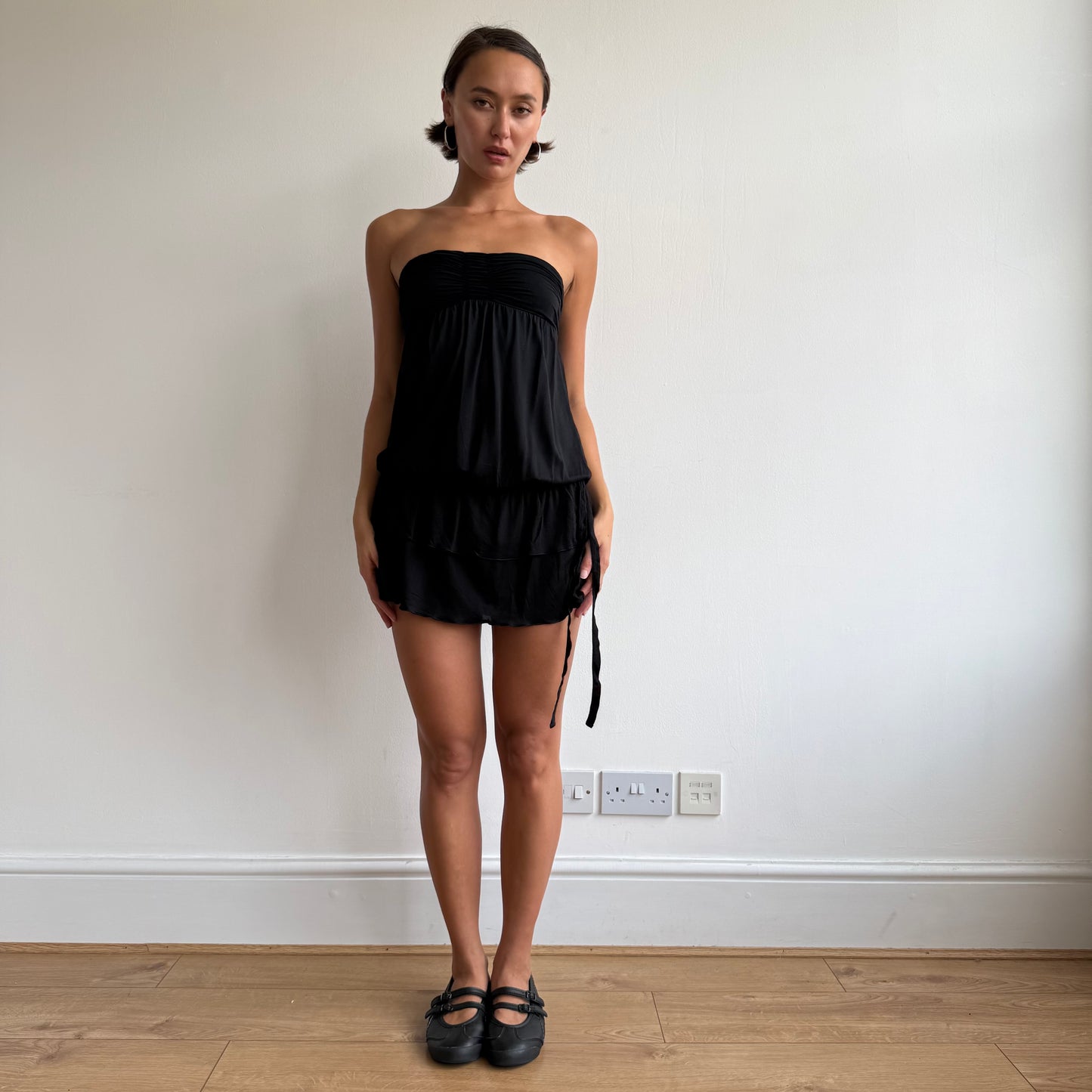 Black ruched mini dress - Size S