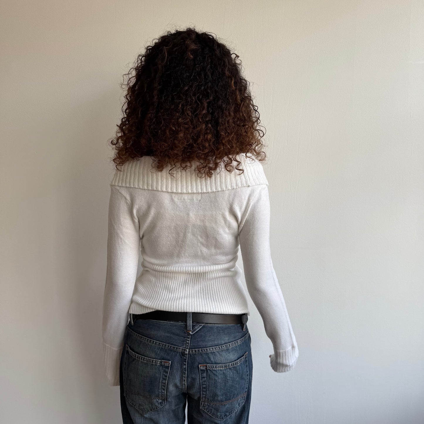 White wrap button knit - Size M