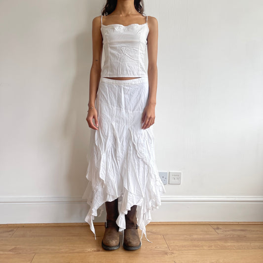 White ruffle maxi skirt - Size S