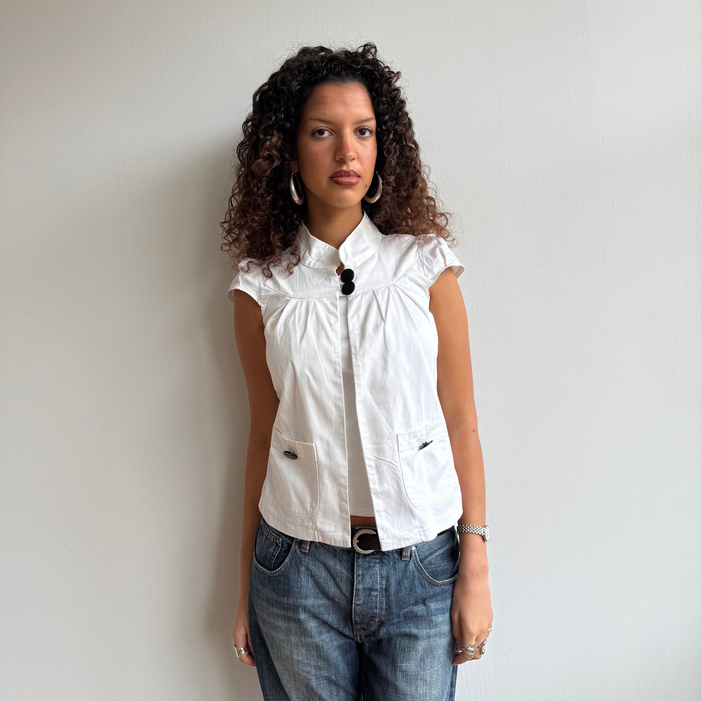 White button neck peacoat - Size S
