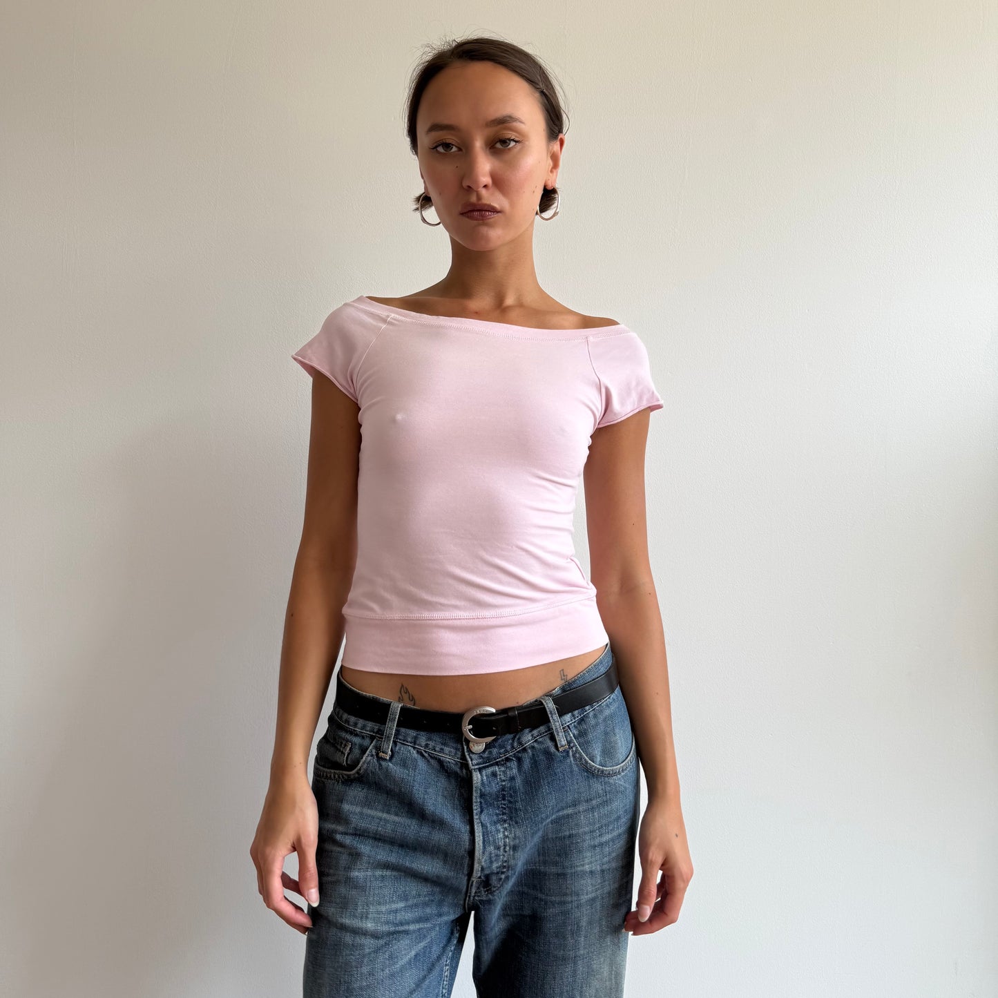 Baby pink Bardot top - Size S