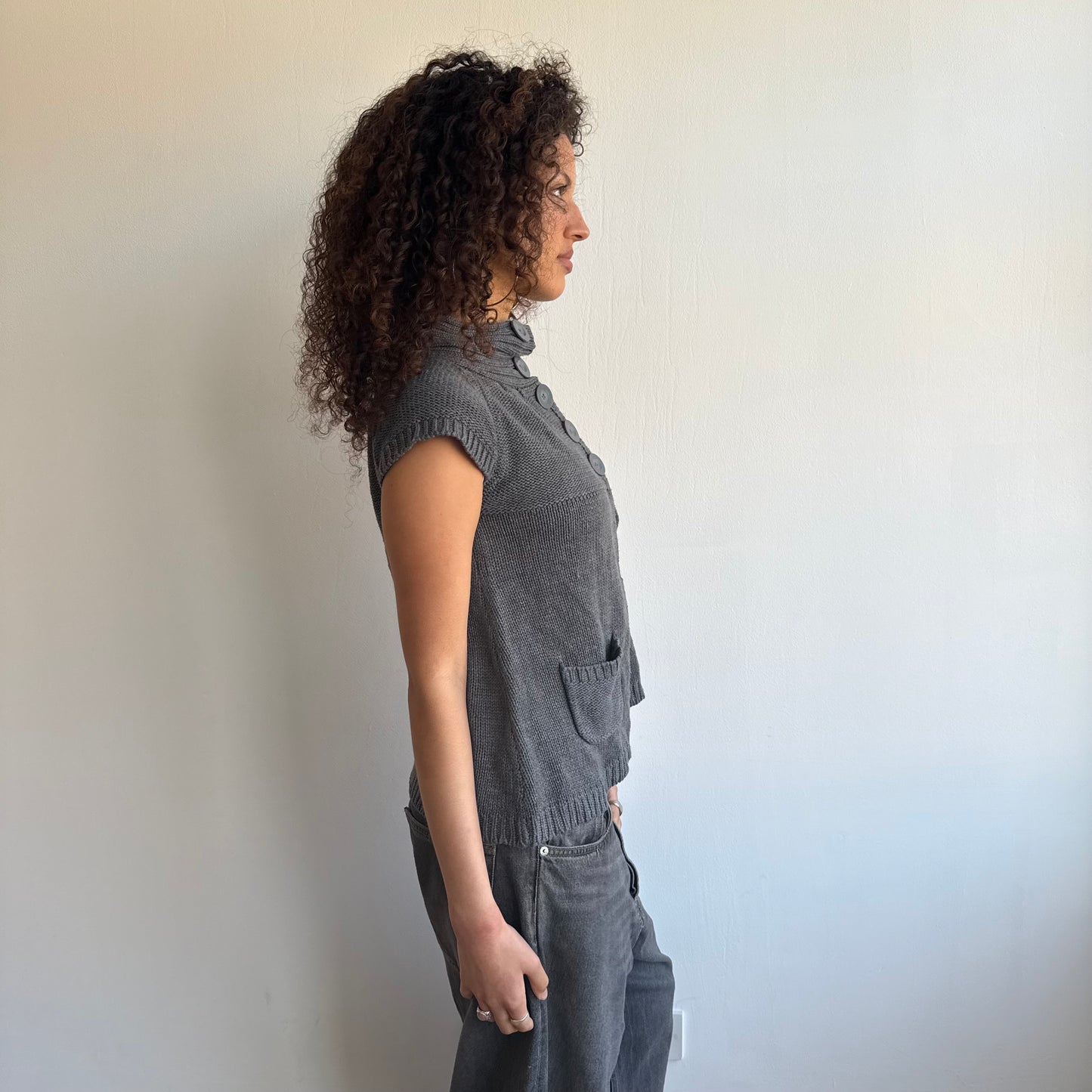 Grey button neck knit - Size S/M