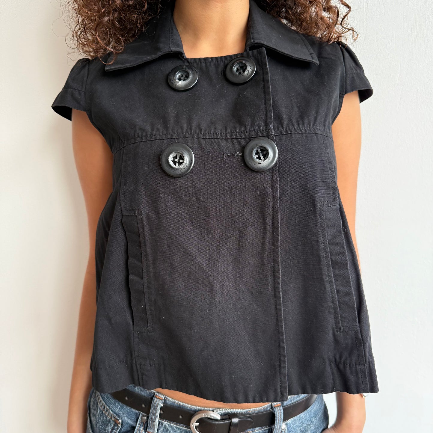 Black short sleeve peacoat - Size M