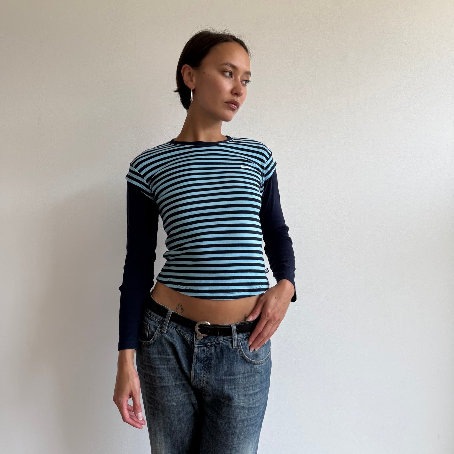 Blue striped Nike long sleeve top - Size XS