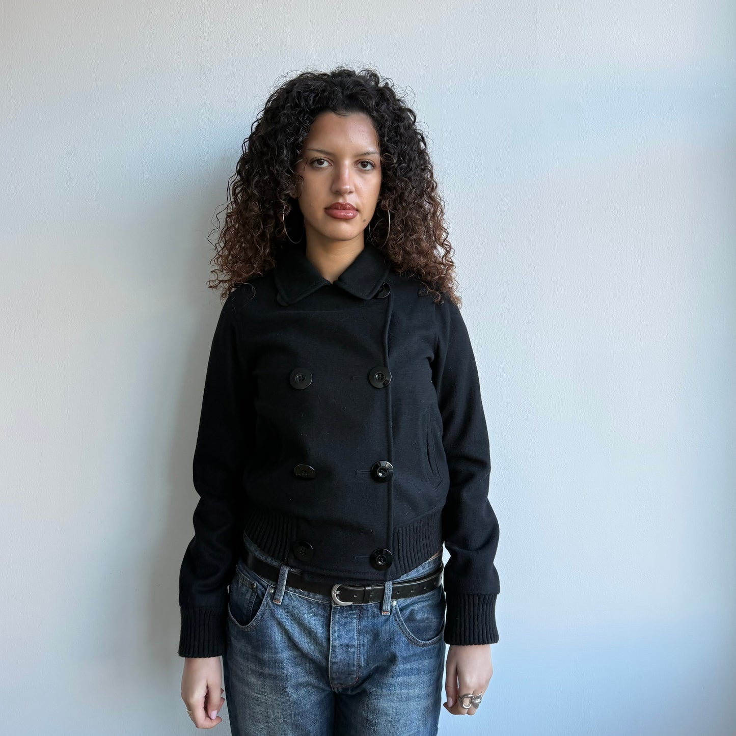 Black wool bomber jacket - Size M