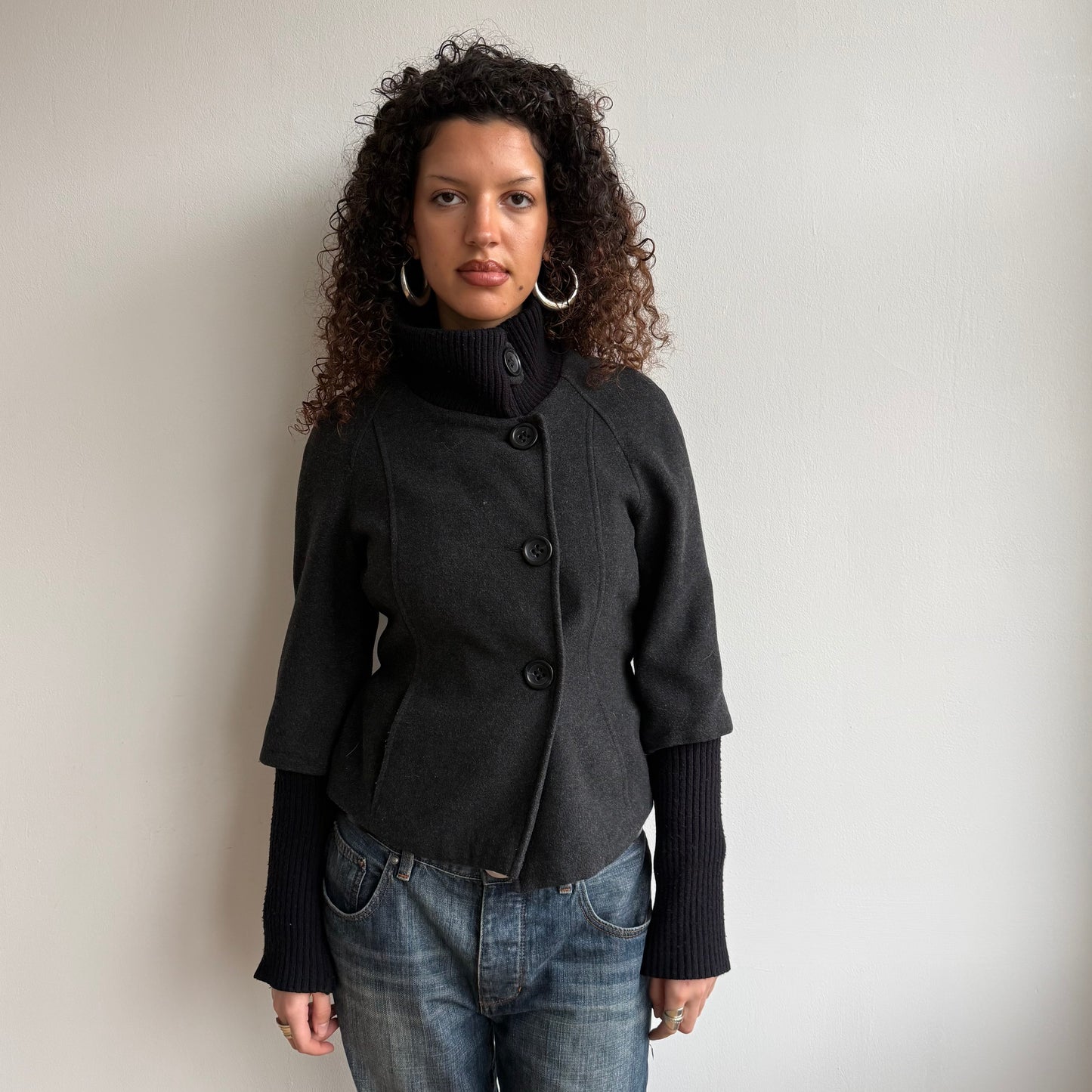 Charcoal bi-material jacket - Size M