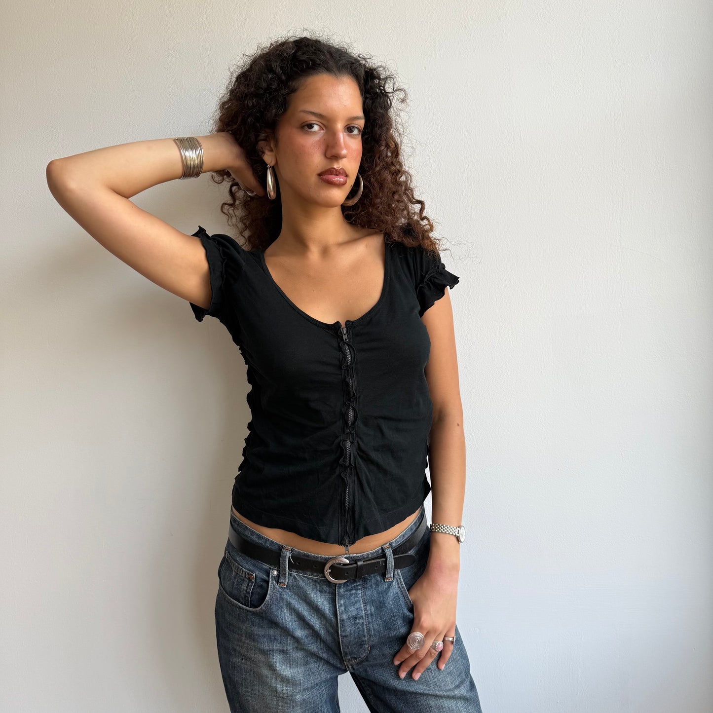 Black Cop Copine ruched top - Size S/M
