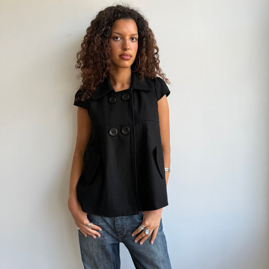 Black short sleeve peacoat - Size L