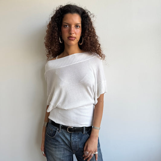 White slouchy knit jumper - Size S