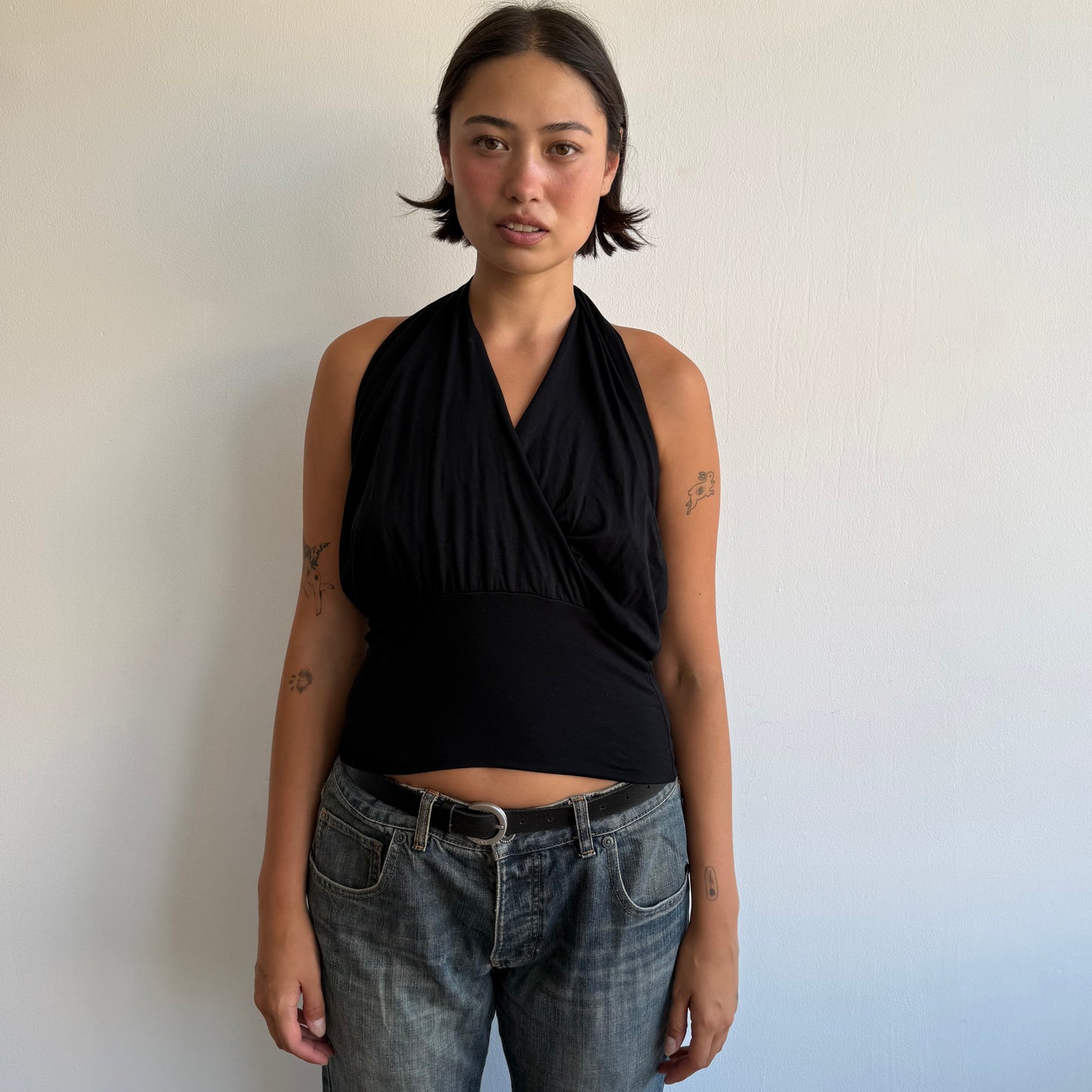 Black wrap keyhole halter top - Size S