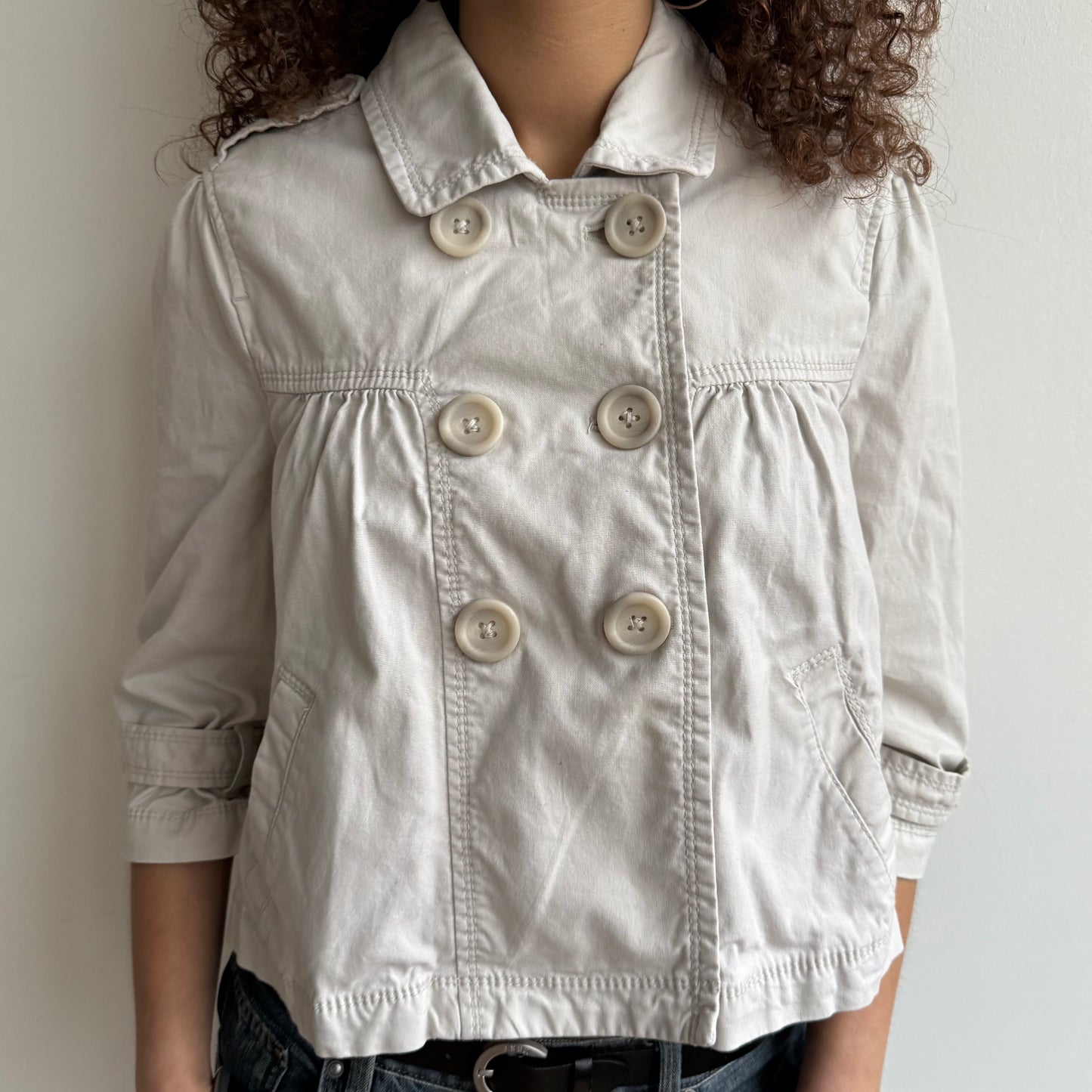 White 3/4 sleeve peacoat - Size M