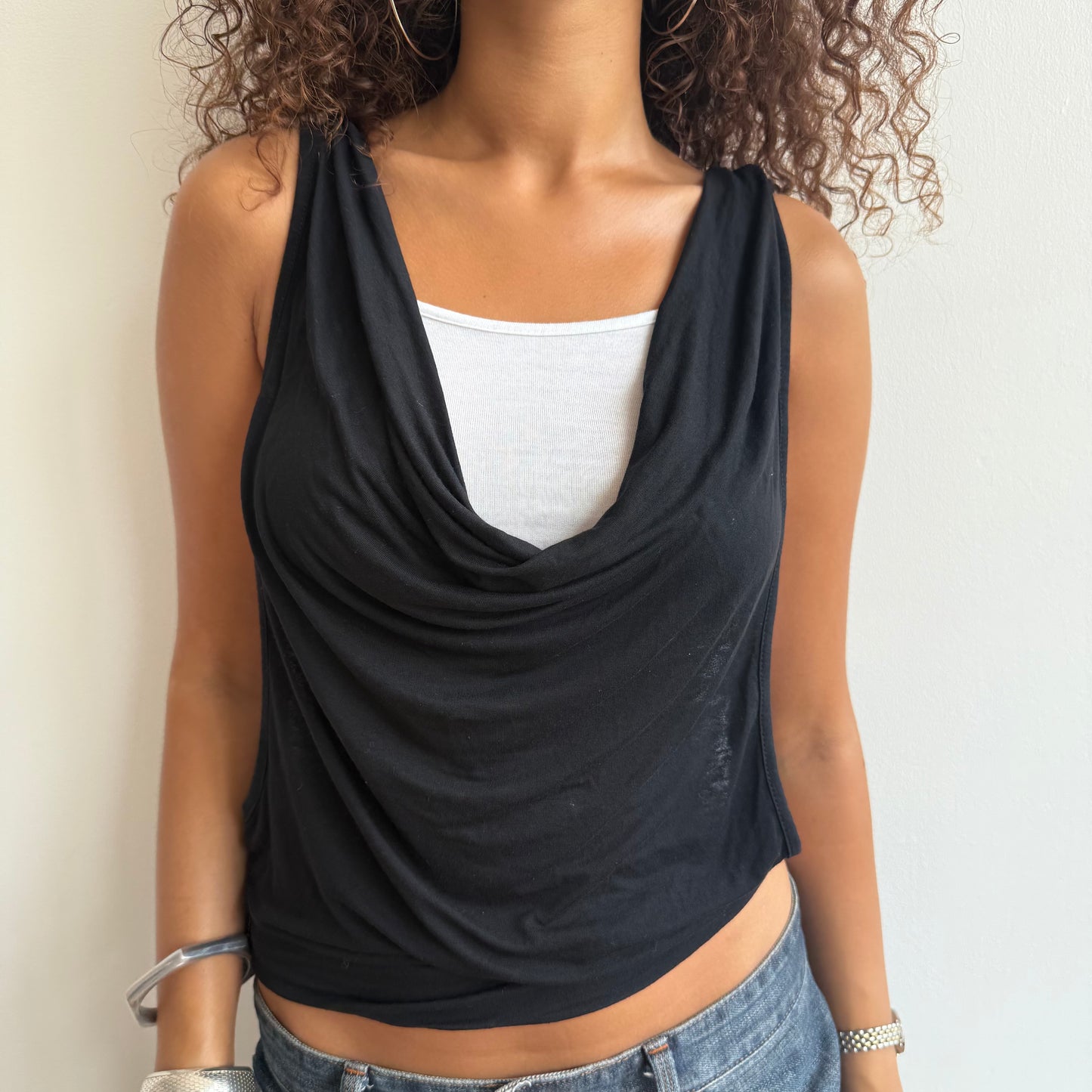 Black + white double layer top - Size S