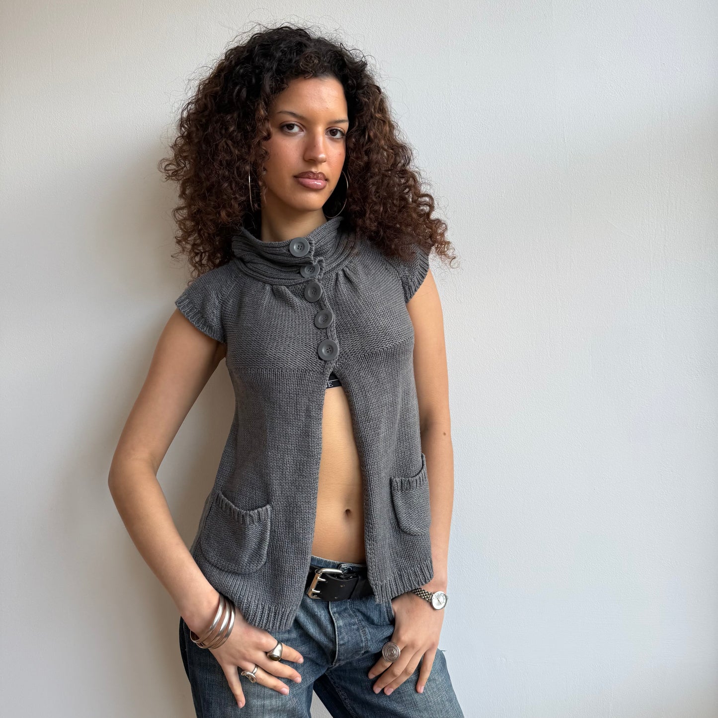 Grey open front Cardi - Size S