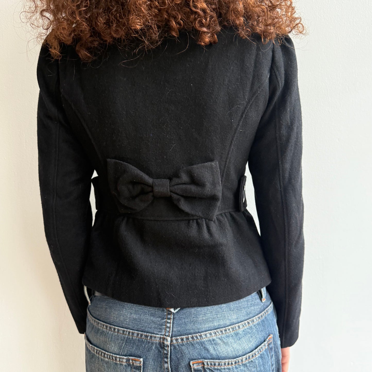 Black bow peacoat - Size S