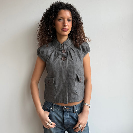 Grey short sleeve peacoat - Size S/M