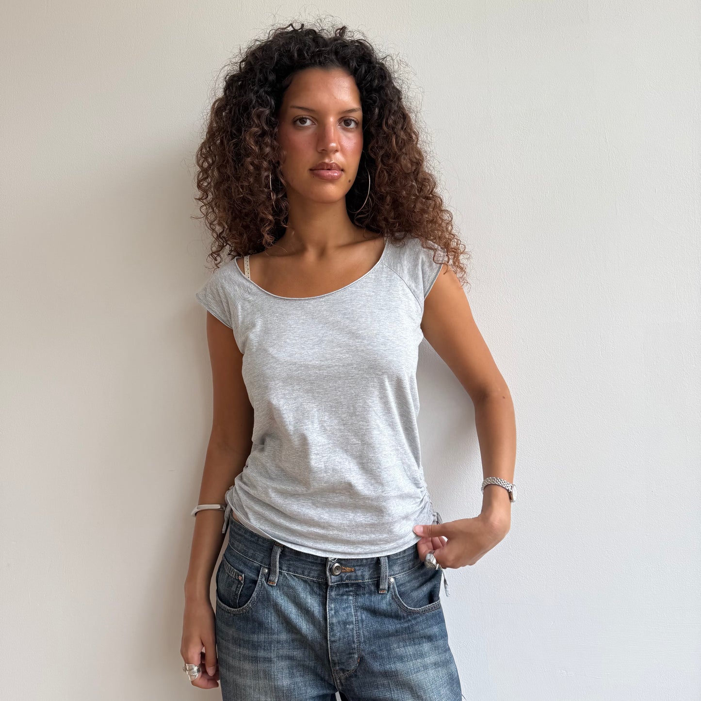 Grey ruched side tshirt - Size M