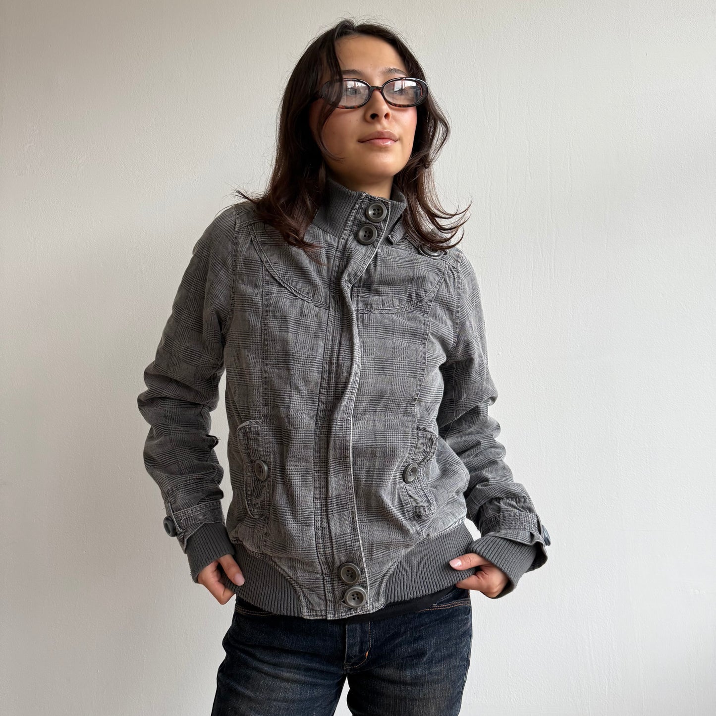 Grey plaid bomber - Size S
