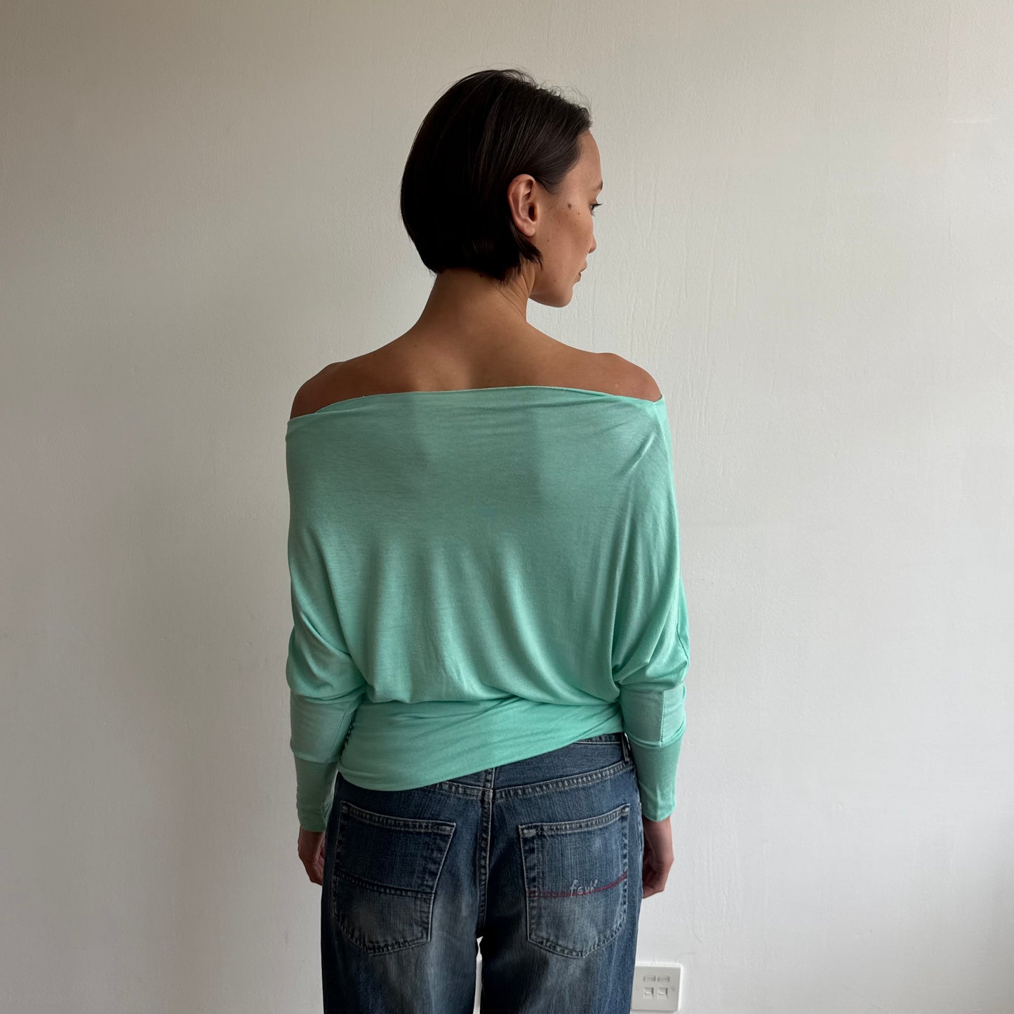 Mint teal slouchy top - Size S