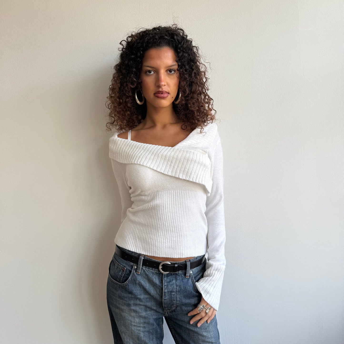 White wrap button knit - Size M