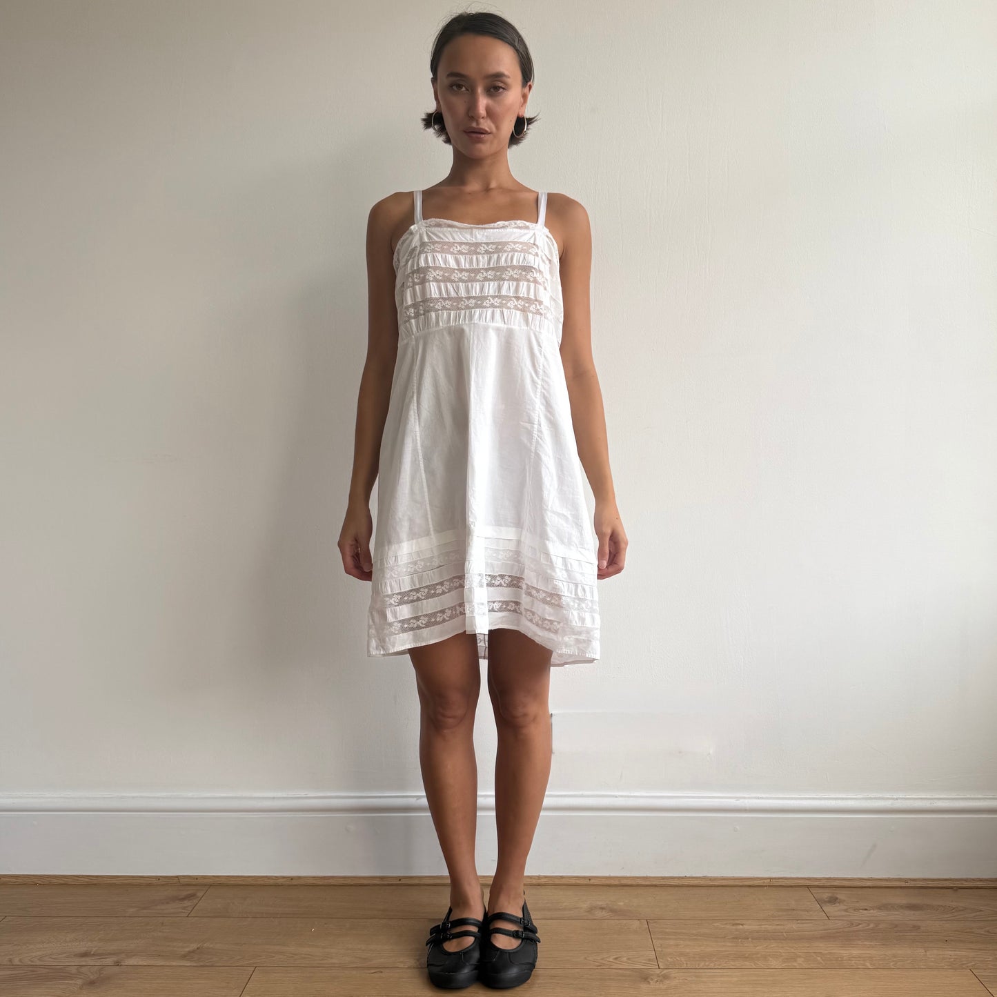 White lace insert milkmaid dress - Size L