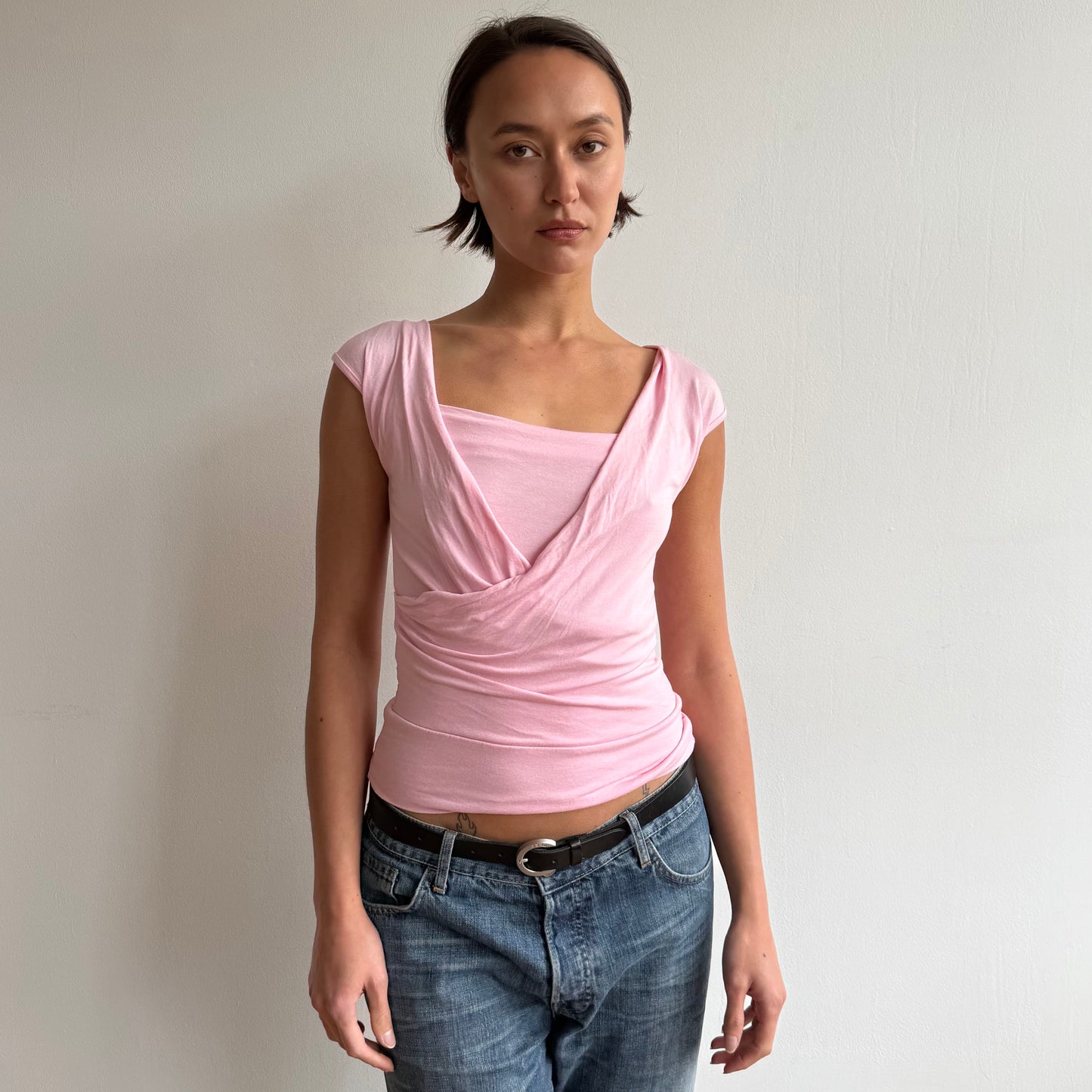 Pink keyhole wrap top - Size S