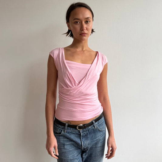 Pink keyhole wrap top - Size S