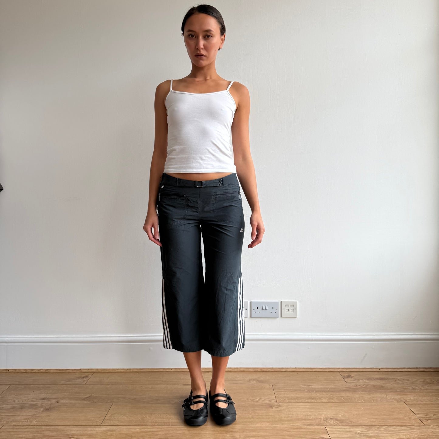 Navy Adidas belt capris - Size S