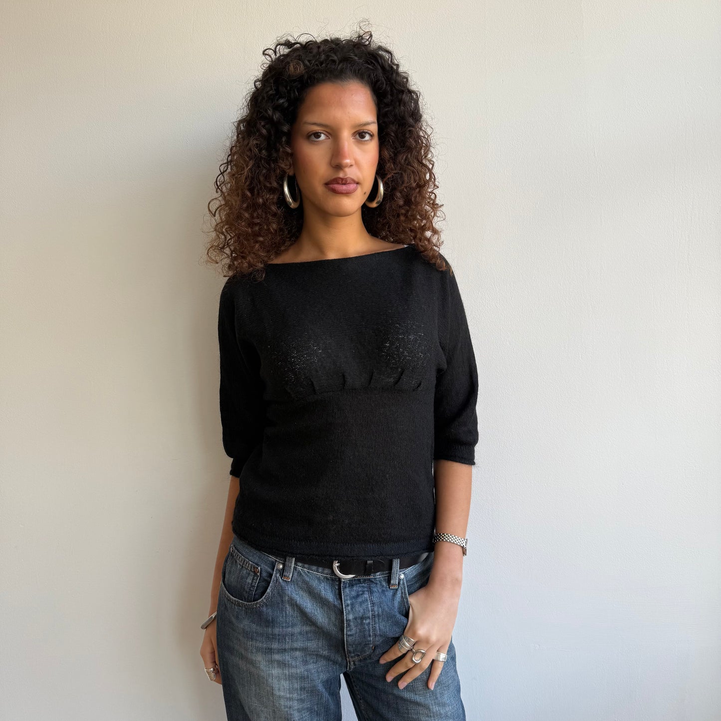 Black 3/4 sleeve jumper - Size S