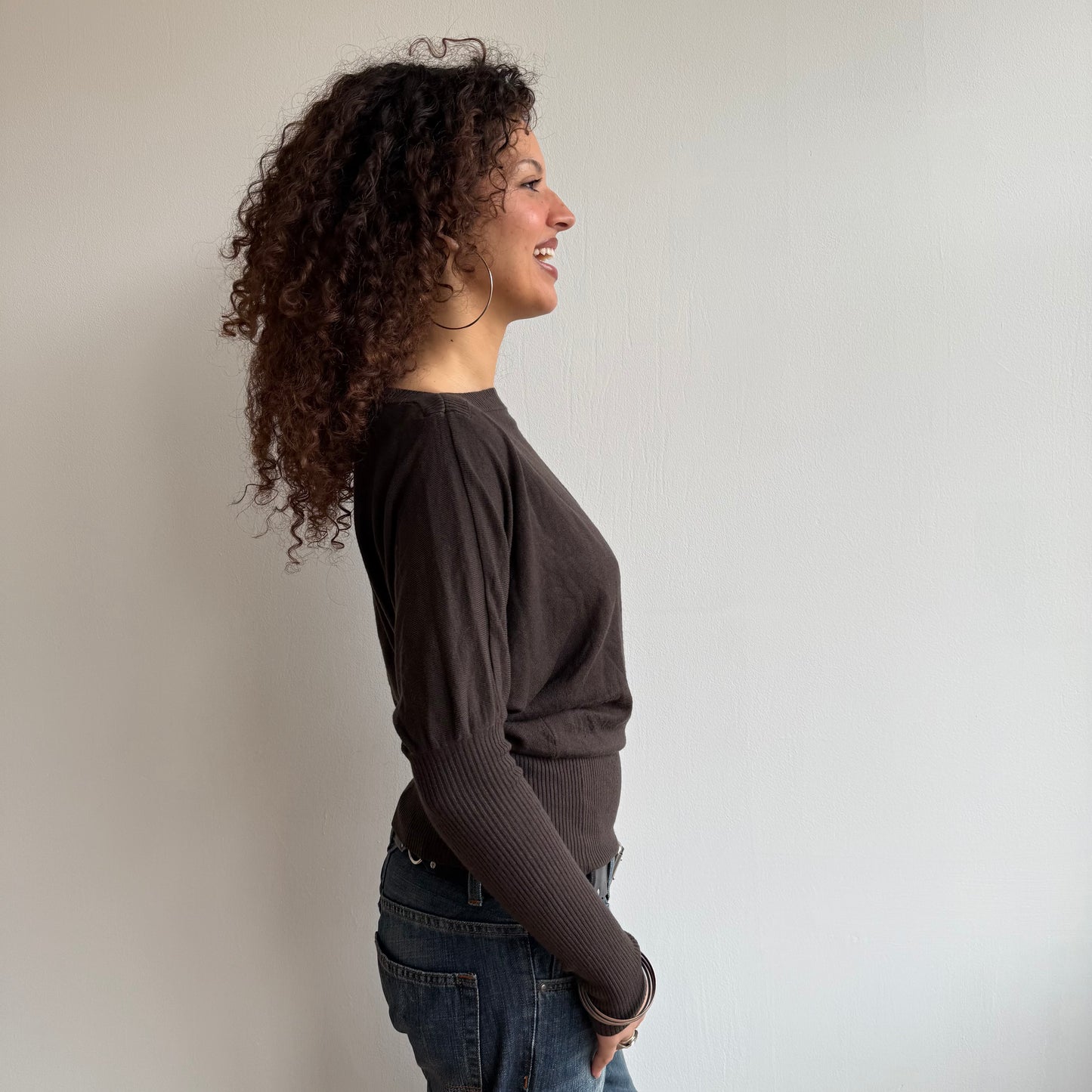 Brown slouchy batwing knit - Size S