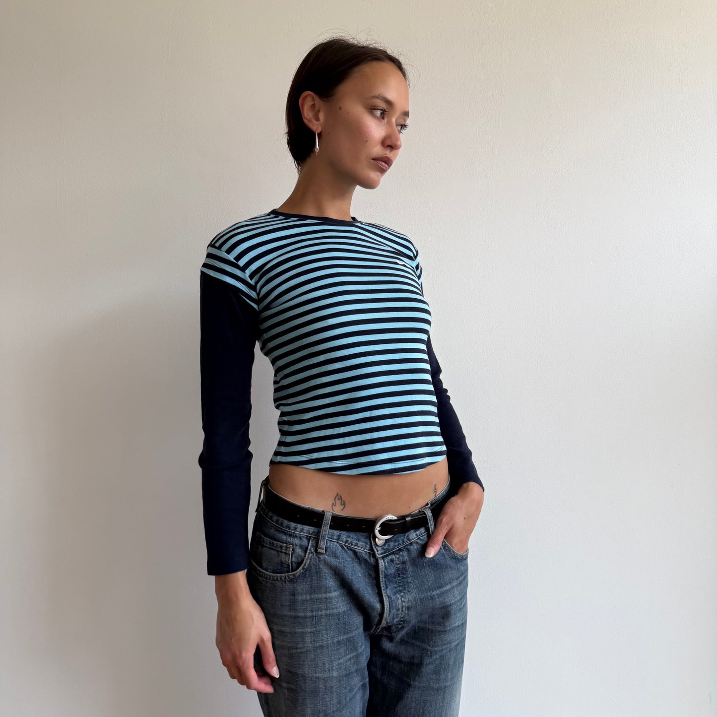 Blue striped Nike long sleeve top - Size XS