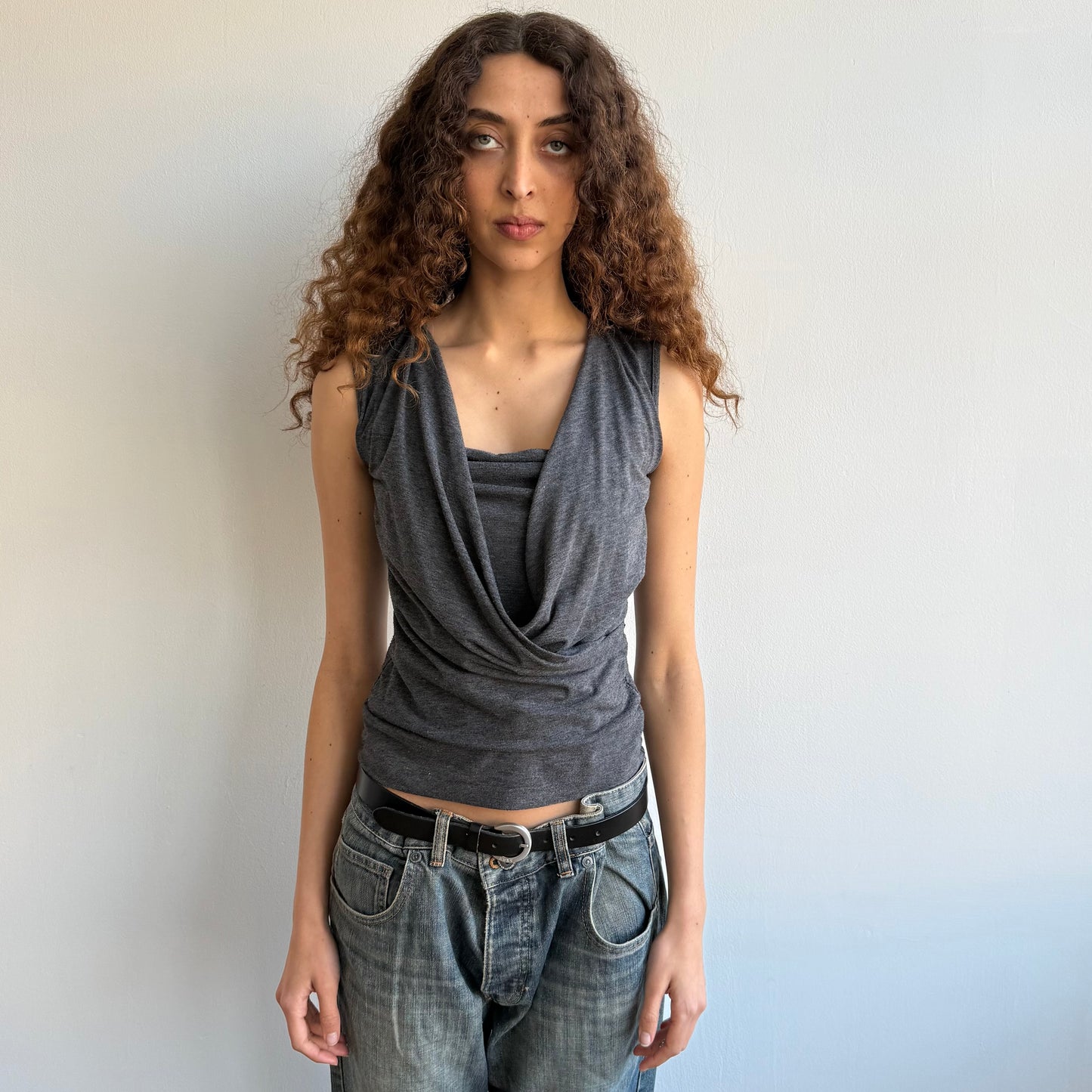 Charcoal wrap keyhole top - Size M