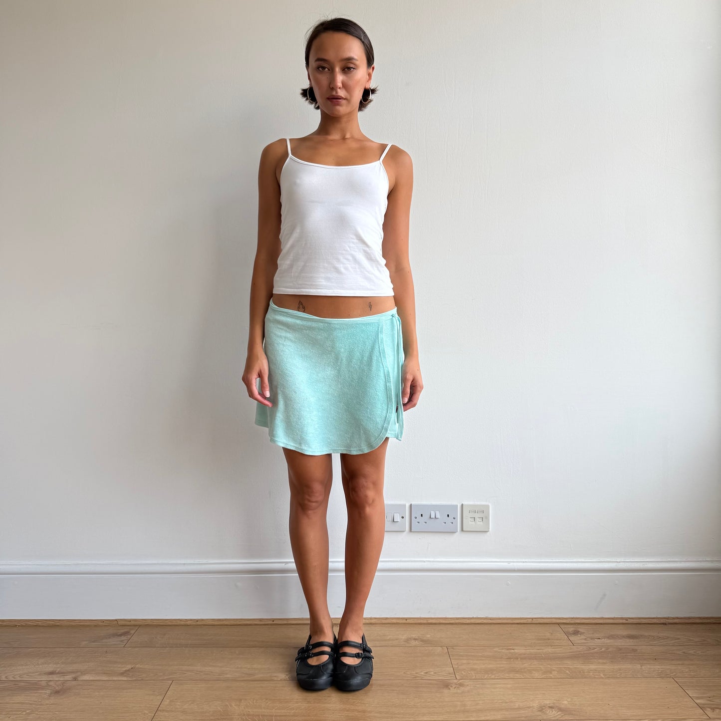 Turquoise terry wrap skirt - One Size